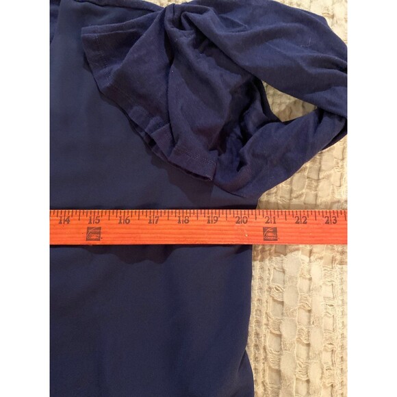 Michael Kors Blouse Plus Sz XL Top Navy Ruffle Hem Bell Long Sleeves Dressy Chic - Picture 9 of 10